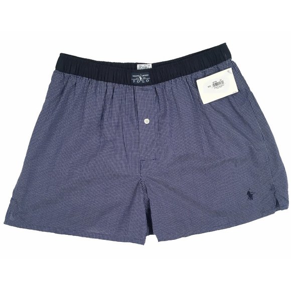 NEW Polo Ralph Lauren Boxer Shorts Underwear! M  Navy & White Check  Polo Player - Picture 1 of 1